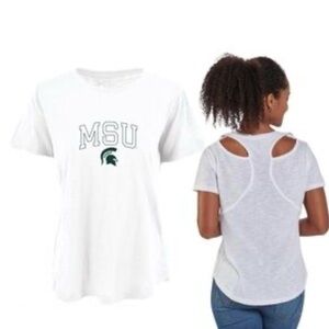 NWT Michigan State University womens medium Boxercraft Tshirt cutout back Sparta